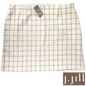 J. Jill cream and black checkered plaid textured knit skirt XL petite NWT